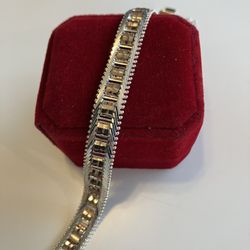 Beautiful 925 And GF Italian Made Woven 8” Bracelet
