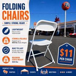 Brand New White Folding Chair 800 lbs max static weight Commercial Grade