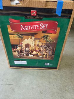Members Mark 2005 Large Christmas Nativity Set 16 Pieces Hand Painted Complete