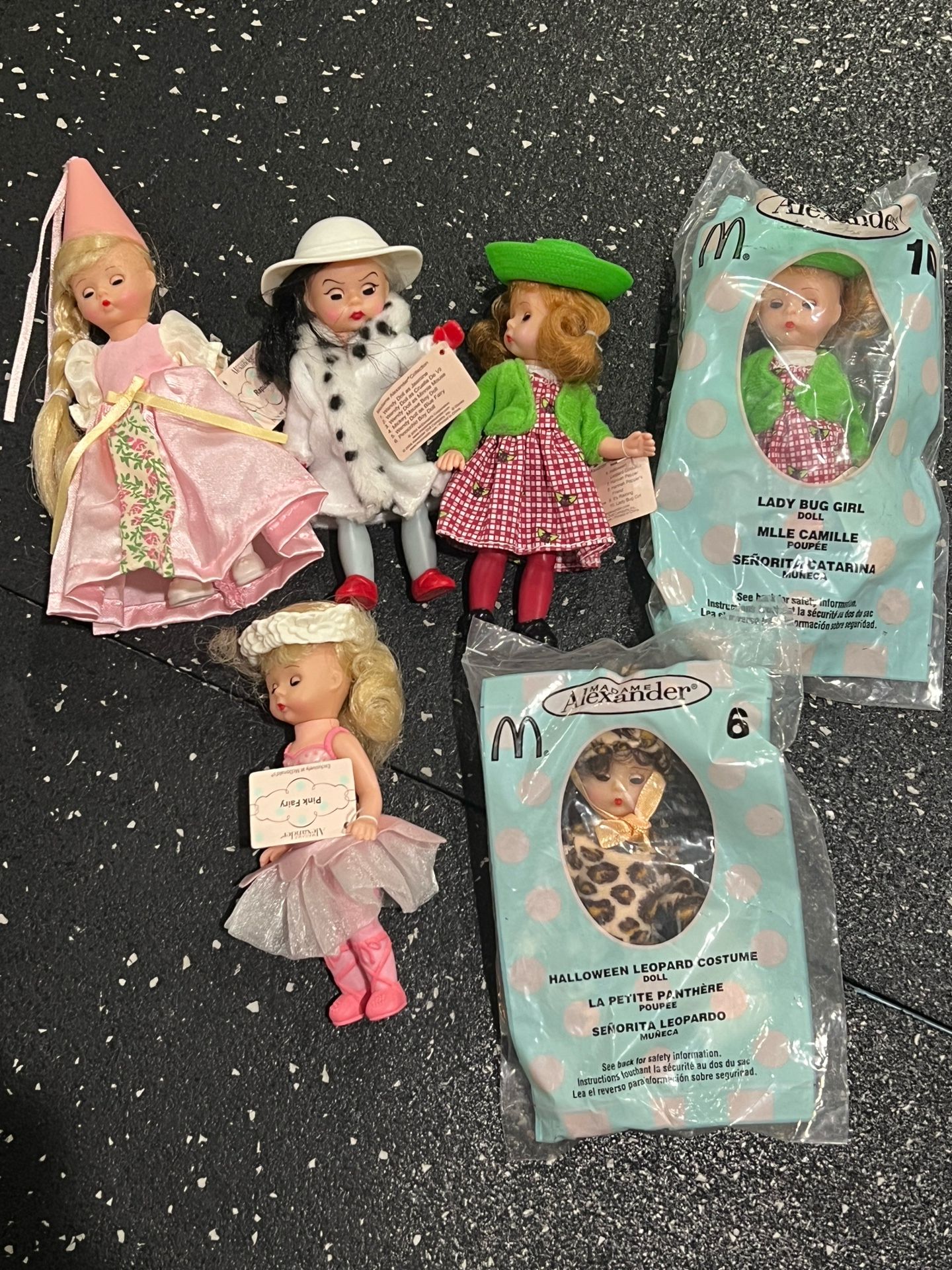 McDonald’s Madam Alexander lot of 6 dolls w/ tags Repunzel Cruella de Vil Lady