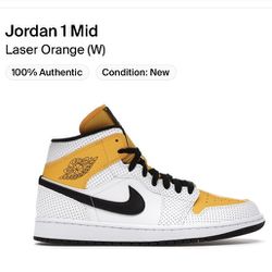 Jordan 1 Mid Laser Orange  Womans Size 10.5
