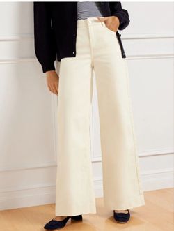 Talbots Women's White Wide Leg Jean Size 2P Petite NWT High Waist Full Length