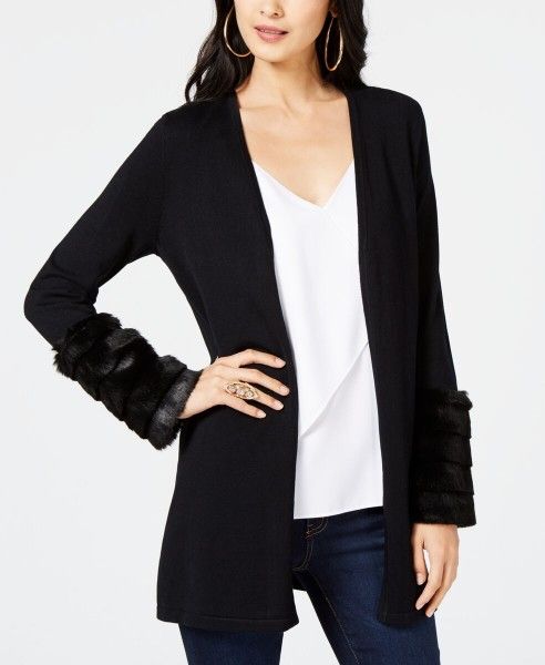 Thalia Sodi Cardigan With Faux Fur Cuffs Size XXL