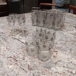 Libby MCM Silver Leaf Glassware Collection