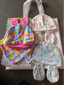 Baby hats, socks and bibs