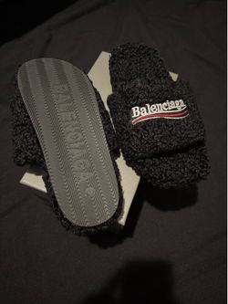 Shearling Slides 'Black' | Designer Sandals