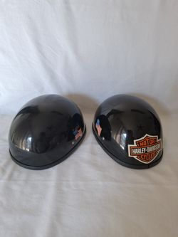 2 Black motorcycle half Shell helmets