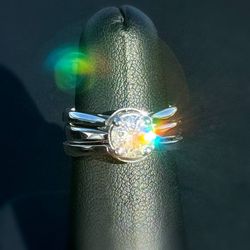 14k white gold 1.75CTW Diamond solitaire engagement wedding rings size 7