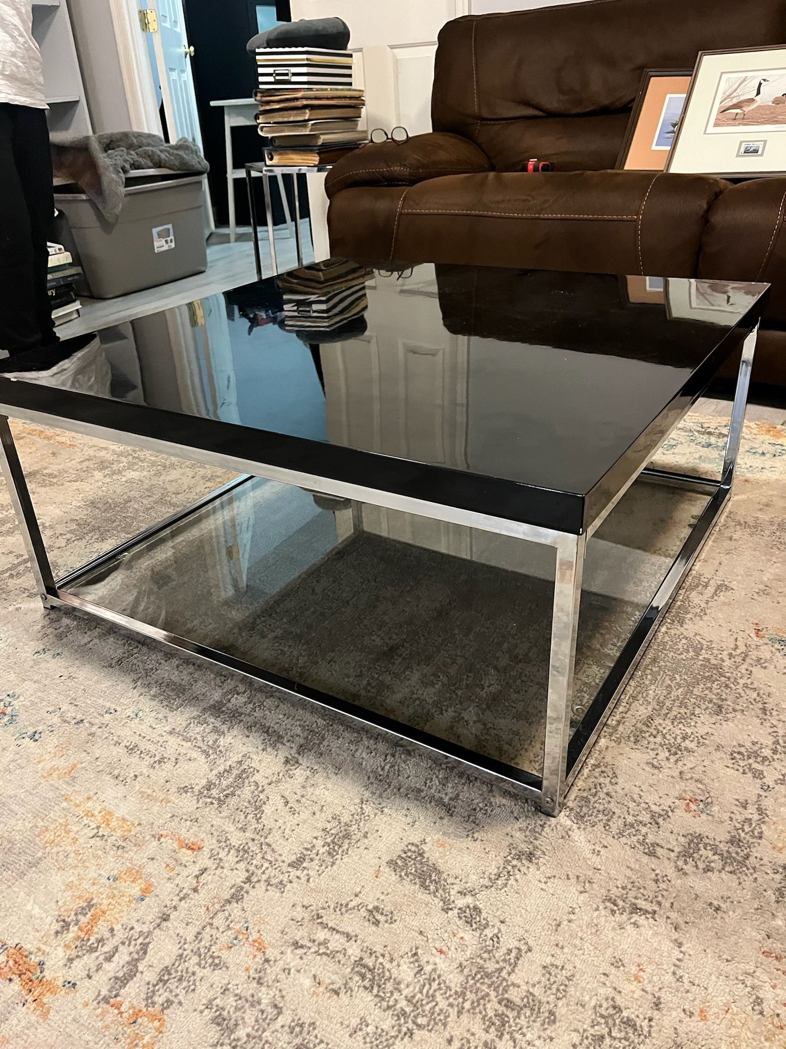Beautiful Glass Coffee Table With Black Top