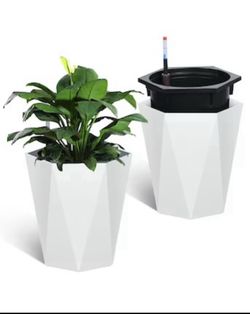 Set Of 2 New Other Garvee 16” Tall Self Watering Planters W/ Water Level Monitor