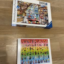 2 Pack 1000 Piece Puzzles - Disney Ravensburger and Lego