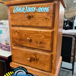 Three Drawer Nightstand Chest Cajonera Madera De Pino Nuevo New 