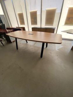Modern conference table 4x8’ honey maple top black metal base new! Sale