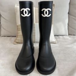 Black Chanel Rain Boots