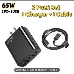 2Pack USB C Fast Wall Charger Block, Phone Chargers Fast Charging, USB C Charging Cubes, 5-Port PD 20W + QC 3.0 Power Adapter Multiport Brick Type C B