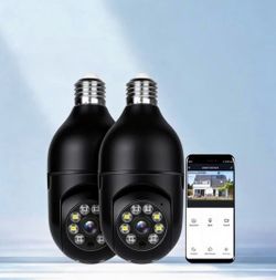 2Pack WiFi 1080P HD Camera Infrared Night Vision with Bulb for Remote Surveillance Indoor Security Camera for Baby Monitor Dog Camera W/2-Way Audio Si