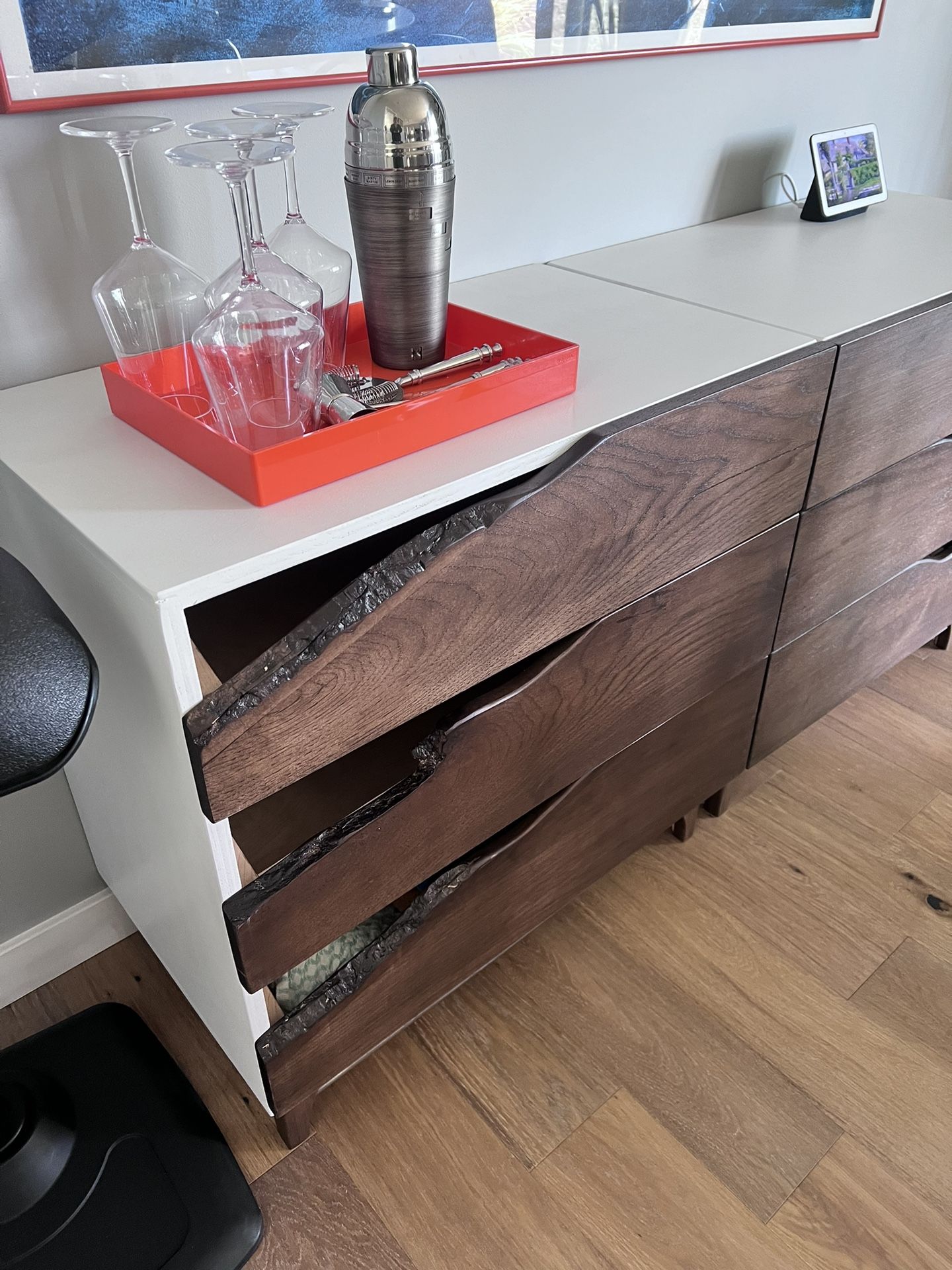 Three Drawer Dresser With Natural Edge Drawers (2)
