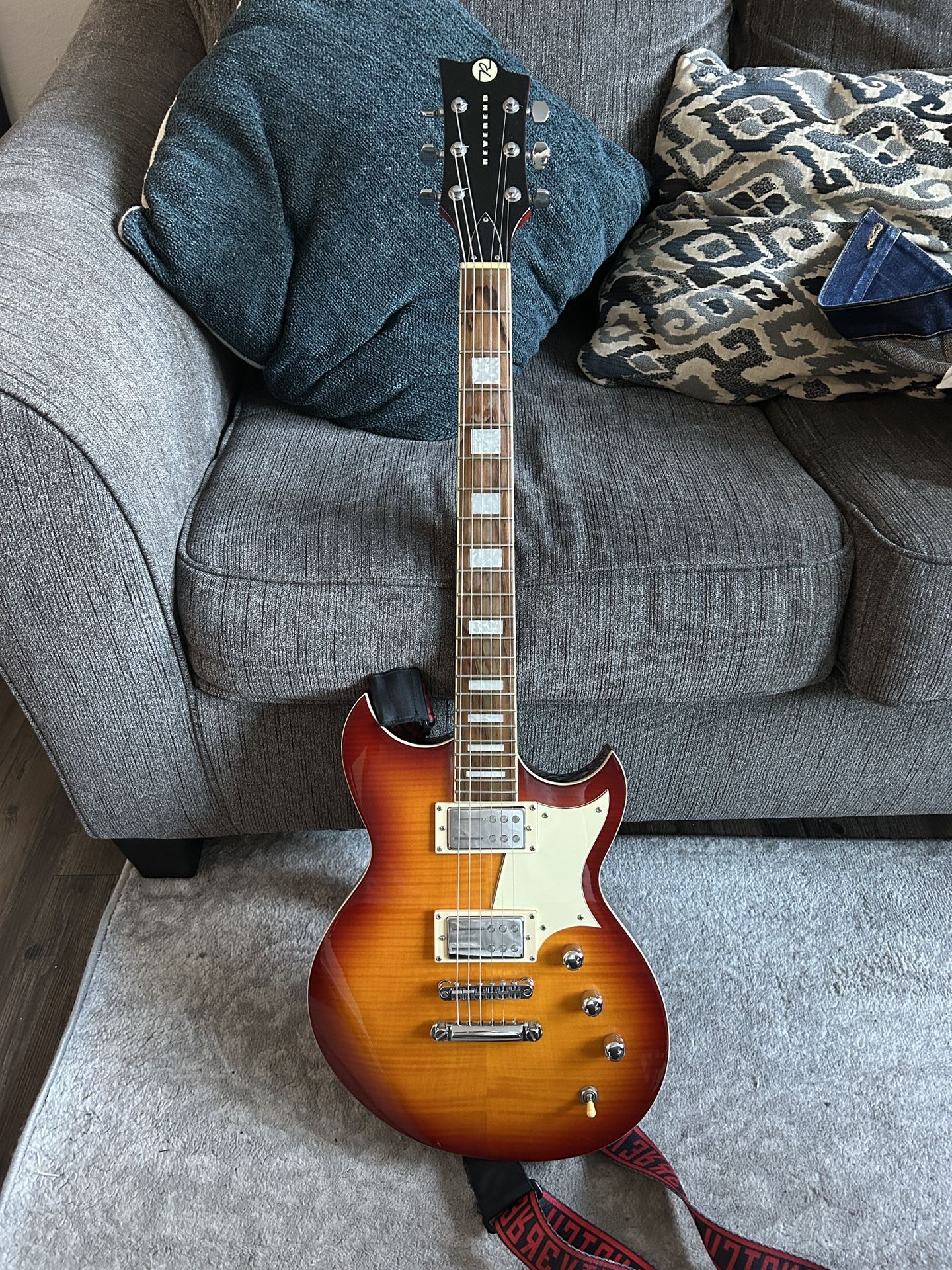 Reverend Sensei HB in Faded Burst Flame Maple With Upgraded Railhammer Pickups