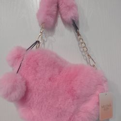 Faux Fur Heart Purse 