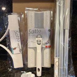 Window Cleaning Squeegee Kit, 14" Silicone Blade and Microfiber Scrubber with 54" Aluminum Handle, 2-in-1 Rotating Window Cleaner for Glass Doors, Sho