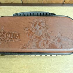 Brand New Zelda Breath Of The Wild Nintendo Switch Brown Leather Carrying Case.