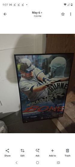 Jay Buhner 'Bone' Framed Baseball Poster