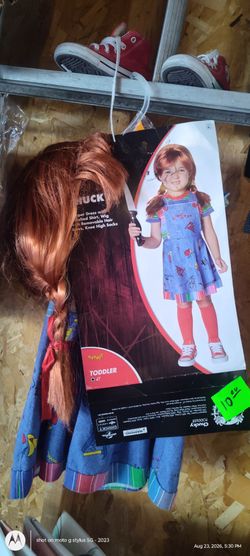 Girl costume 4T with red high top gym shoes red socks and wig