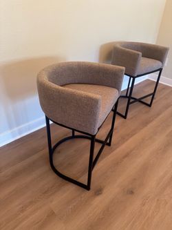 Set of 6 Linen Accent Bar Stools