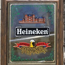Heineken Beer Mirror Bar Sign Vintage Antique