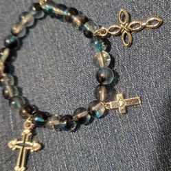 Bracelet With Crosses Color Blue And Black