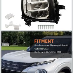Left Headlight Assembly Compatible with Outlander 2022- 2024 Headlamp Driver Side 8301D811