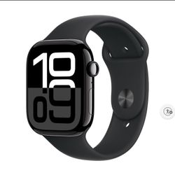 Apple Watch Series 10 (GPS) 46mm Jet Black Aluminum Case with Black Sport Band - M/L - Jet Black