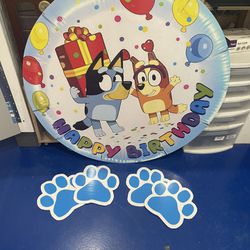 Bluey Birthday Back Drop And Paw Decorations 