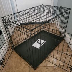 Brand new Med'Lrg Dog -Cat Crates,  2 Door Folding Puppy Kennel Animal Cage With Tray Up To 45lbs Dog Kennel  $50 Pet  Anxiety Cage Jaula De Mascota 
