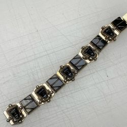 VINTAGE Mexican TAXCO STERLING SILVER 925 BRACELET with Aztec/ Mayans Faces 