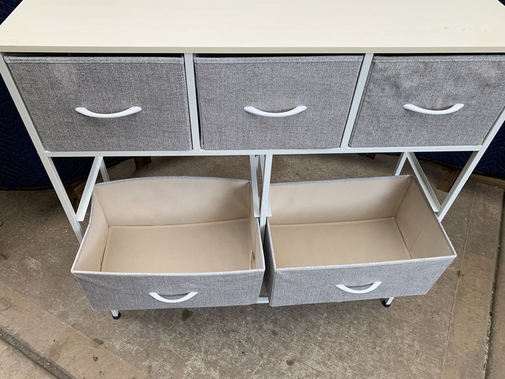 Storage Organizer with Fabric Drawers / Storage dresser / 5 fabric drawers 3 drawers (capacity for 9 drawers) 39 1/2 W x 11 3/4 D x 39 1/2 H