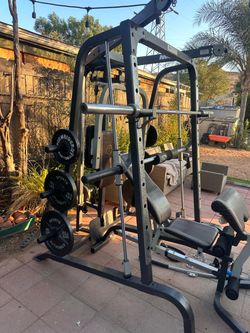 MARCY DIAMOND ELITE OLYMPIC SMITH MACHINE WITH OLYMPIC WEIGHTS AND BENCH