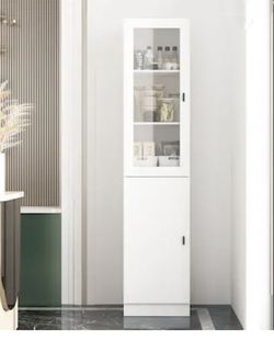 FUFU&GAGA Contemporary/Modern White Pantry with Wine Storage