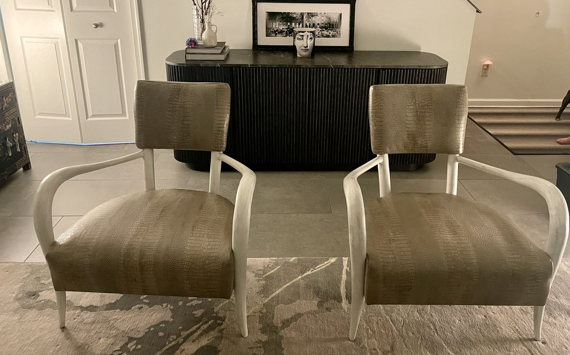 Bernhardt Leather And Horn Chairs