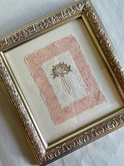 Vintage Framed Pressed Flower Botanical Art Signed Interia