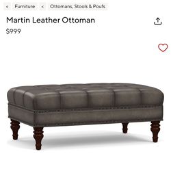 Pottery Barn Leather Ottoman Bench 
