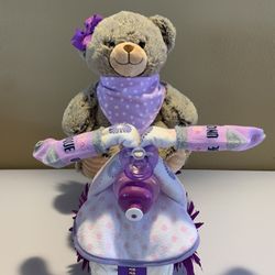 Bicycle Diaper Cake - Purple