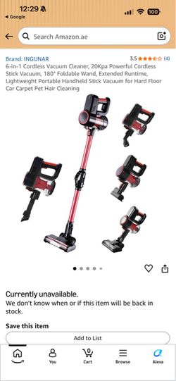 6-in-1 Cordless Vacuum Cleaner, 20Kpa Powerful Cordless Stick Vacuum, 180° Foldable Wand, Extended Runtime, Lightweight Portable Handheld Stick Vacuum