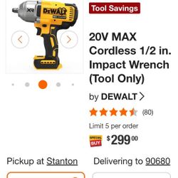 20 V Dewalt XR  1/2 Impact 