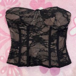 Princess Polly Black Lace Corset Top - Size: US 4