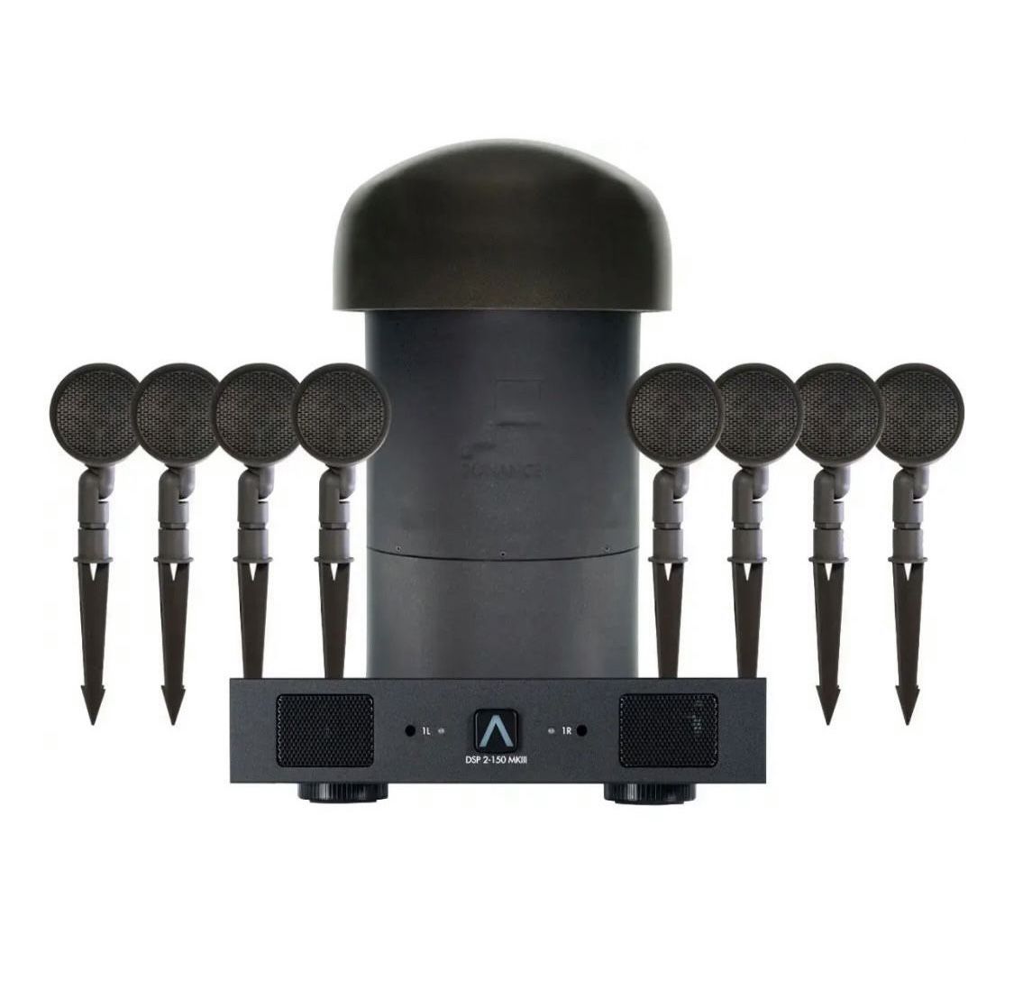 Sonance - SGS 8.1 SYSTEM W/ DSP 2-150 MKIII AMP - Garden Series 8.1-Ch. Outdoor Speaker System with 2-Ch. Amplifier (Each) - Dark Brown/Black