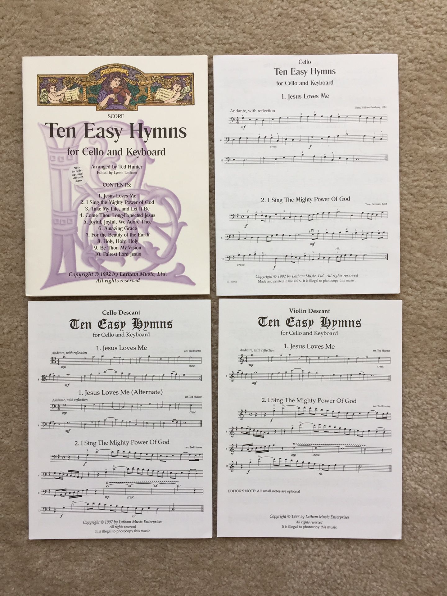 Set of 3 Cello Sheet (Worship) Music Books