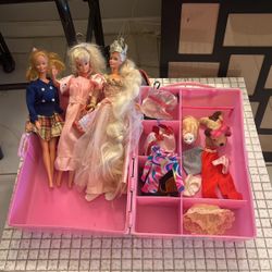 3 Barbie Dolls With Accessories