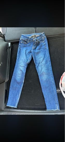 Blue Skinny Jeans with Raw Hem