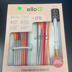Ello Straw And Bottle Brush Set 